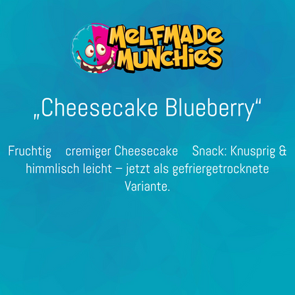 Cheesecake Blueberry  – Produktbeschreibung Melfmade Munchies gefriergetrocknete Süßigkeit
